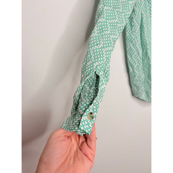 Anthropologie Maeve Rochelle Print Button Up Shirt Size 6 Green - Picture 7 of 11